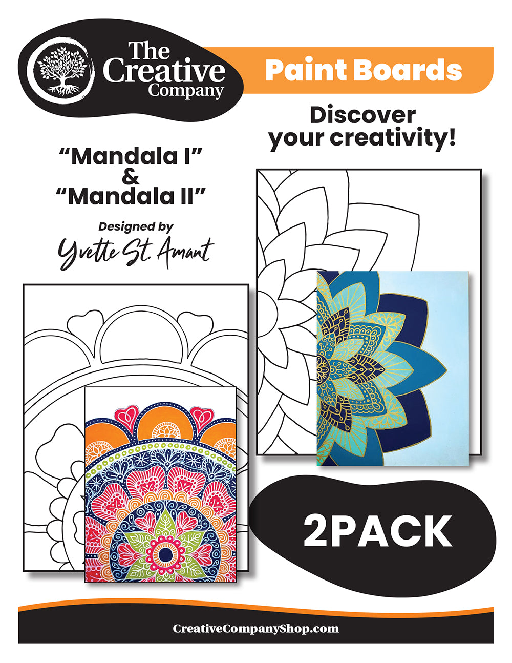 Yvette St. Amant Mandala I & II - 2 Pack Canvas Boards - Printed Designs only