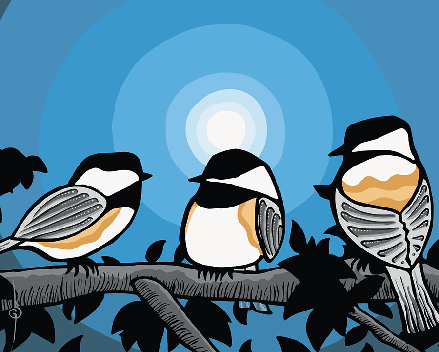 Chickadees By Steve Gerow (White Border)