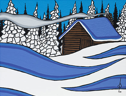Winter Cabin Print by Steve Gerow (White Border)