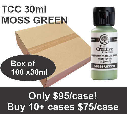 CLEARANCE - MOSS GREEN - TCC ACRYLIC PAINTS - 30ml - CASE of 100