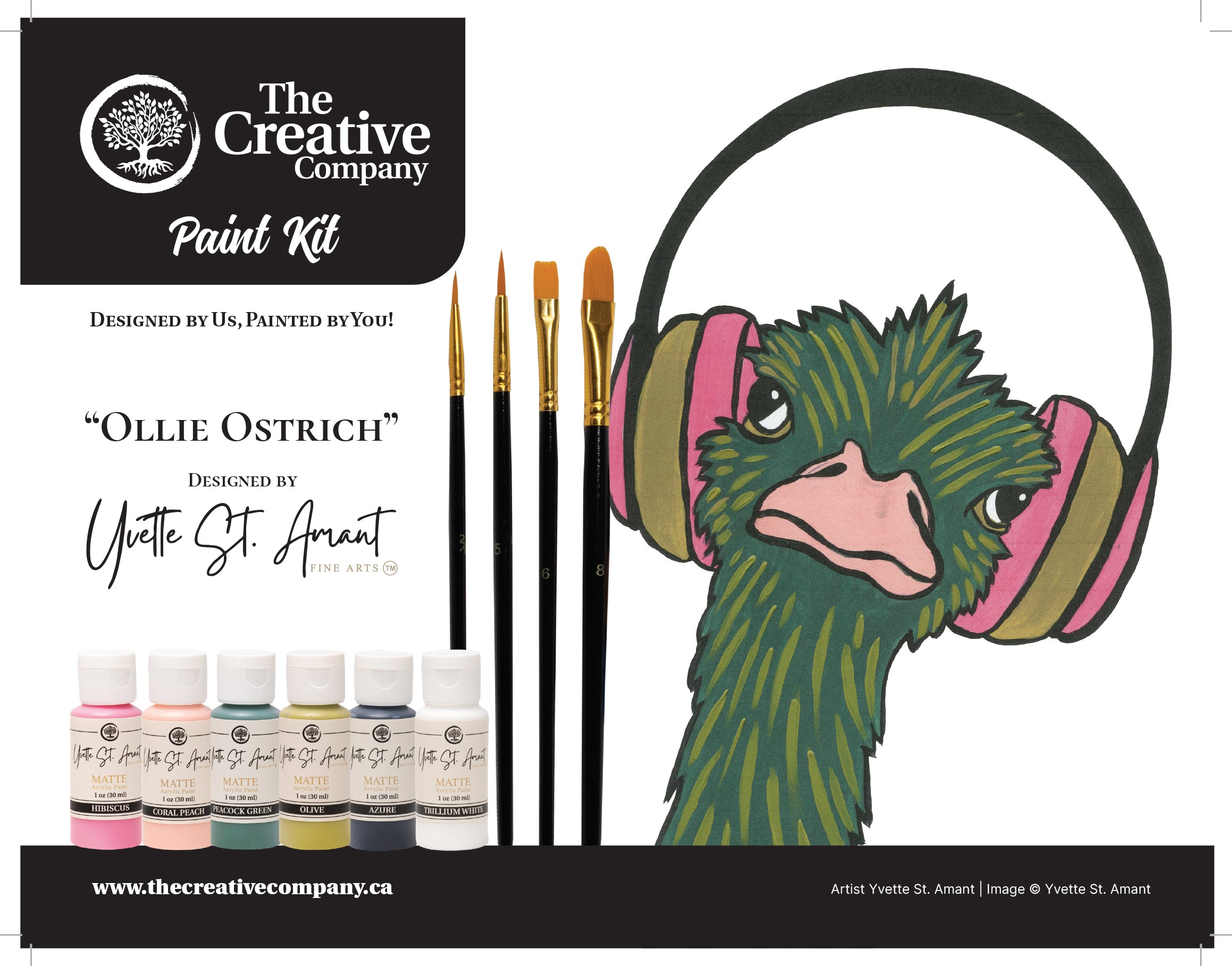 Ollie Ostrich by Yvette St. Amant Paint Kit The Creative Company Shop