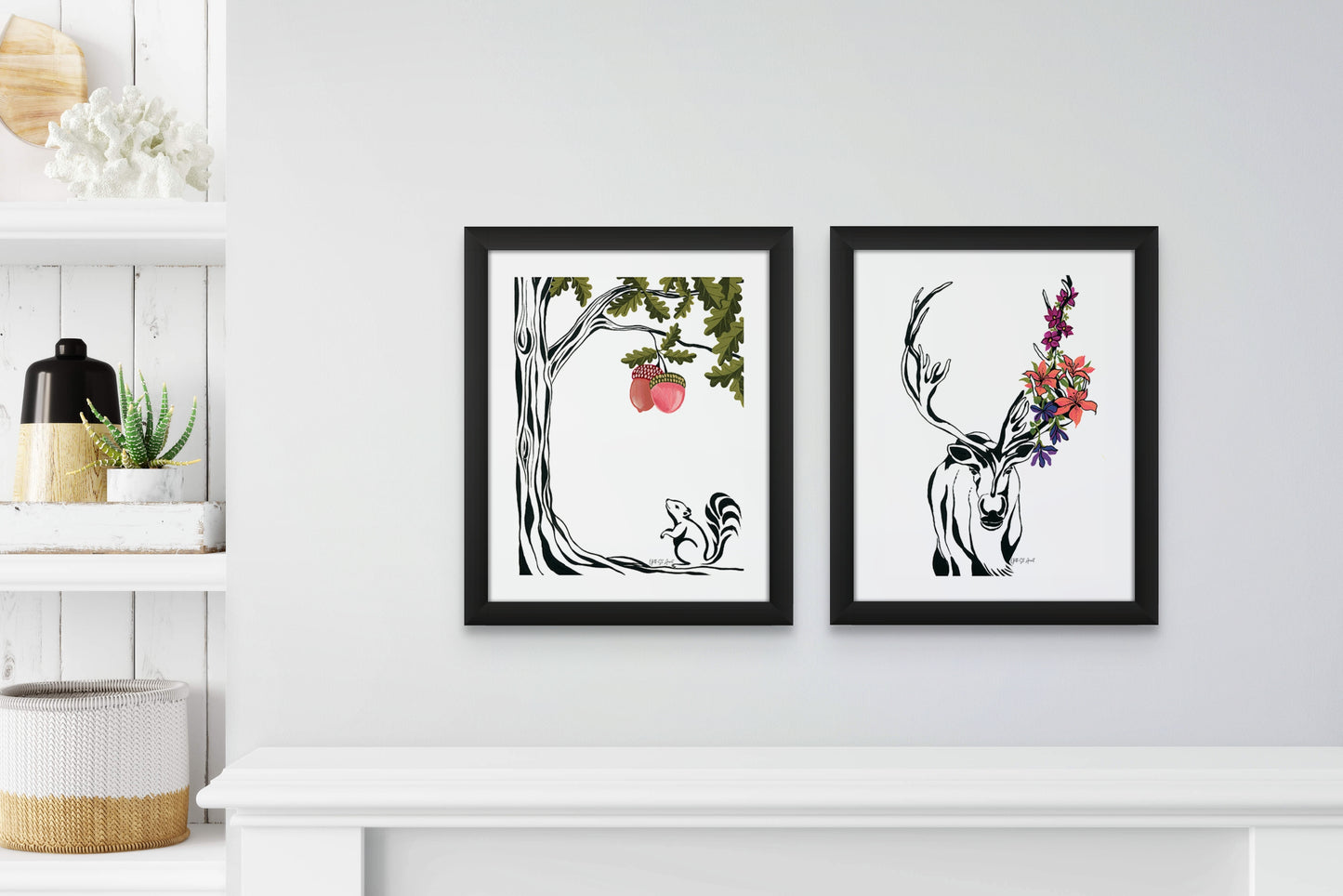 Elk Parade Print by Yvette St.Amant (White Border)
