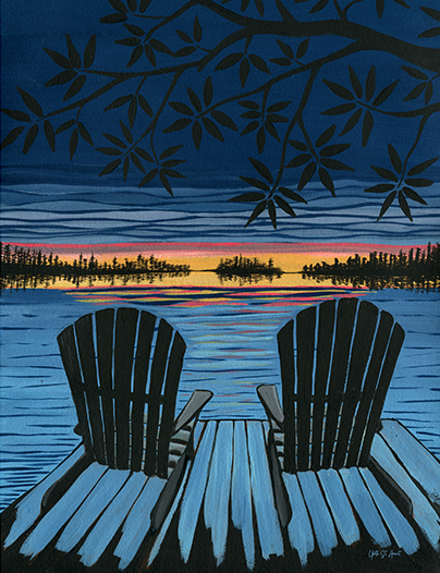 Evening by the Dock Print by Yvette St. Amant (White Border)
