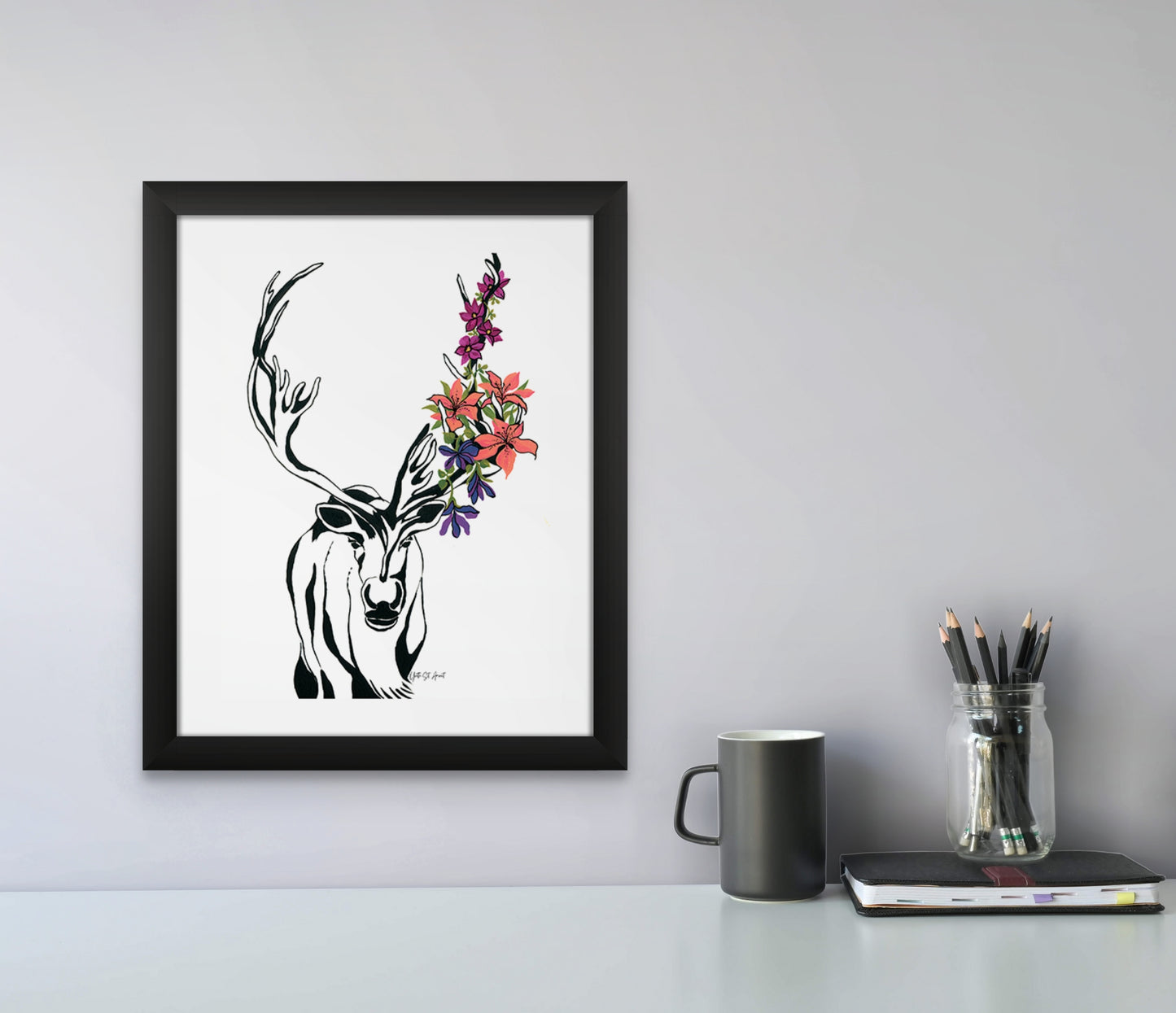 Elk Parade Print by Yvette St.Amant (White Border)