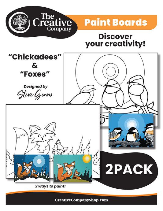 Steve Gerow Chickadees & Foxes - 2 Pack Canvas Boards - Printed Designs only