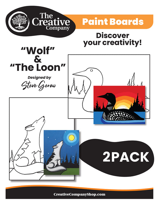 Steve Gerow Wolf & The Loon - 2 Pack Canvas Boards - Printed Designs only