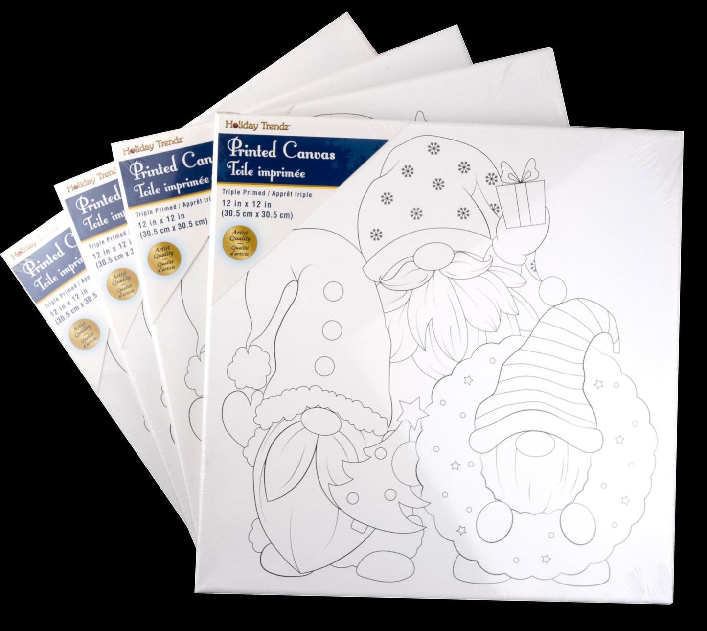 Christmas Gnomes 12x12" Canvas 4 Pack - Ready to paint!