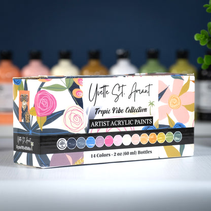 Yvette St. Amant Art Supplies - 60ml 14 Color TROPIC VIBE Boxed Paint Set