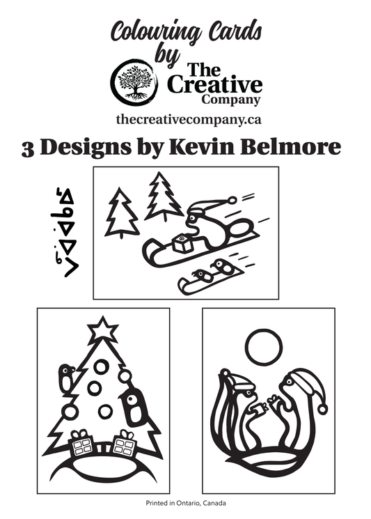 Holiday COLOURING Greeting Card 3 Pack BUNDLE 5x7" - Designs by Kevin Belmore