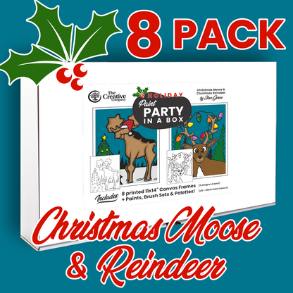 8 PACK Christmas Moose & Reindeer by Steve Gerow - Paint Party in a Box