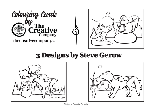 Winter COLOURING Greeting Card 3 Pack BUNDLE 5x7" - Designs by Steve Gerow