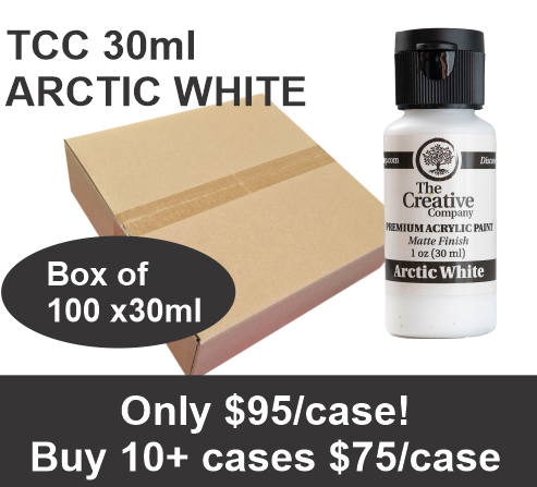 CLEARANCE - ARCTIC WHITE - TCC ACRYLIC PAINTS - 30ml - CASE of 100