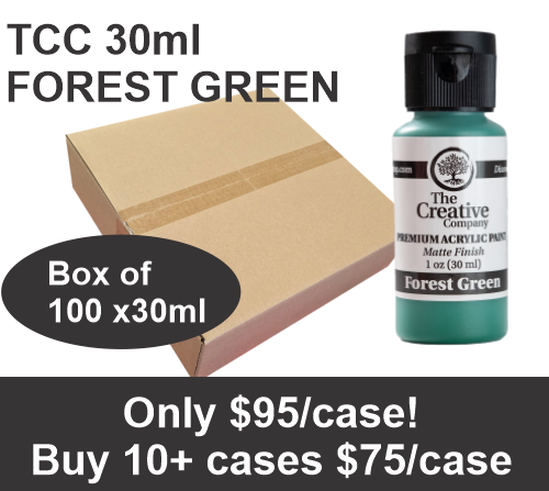 CLEARANCE - FOREST GREEN - TCC ACRYLIC PAINTS - 30ml - CASE of 100