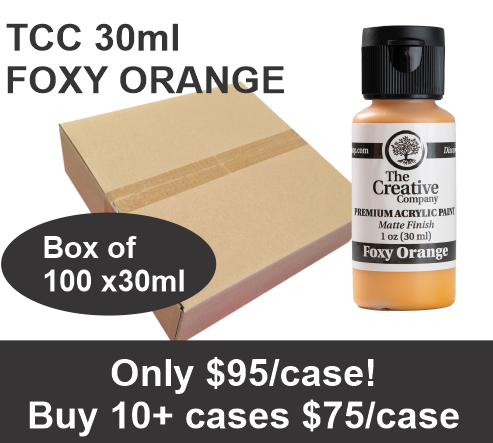 CLEARANCE - FOXY ORANGE - TCC ACRYLIC PAINTS - 30ml - CASE of 100