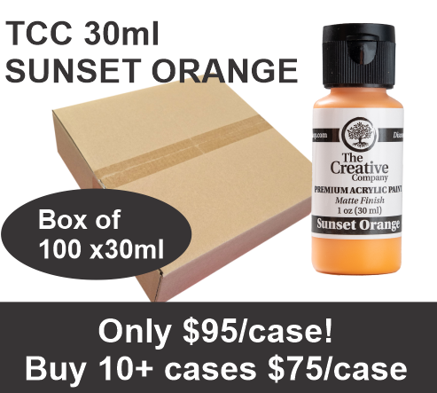 CLEARANCE - SUNSET ORANGE - TCC ACRYLIC PAINTS - 30ml - CASE of 100