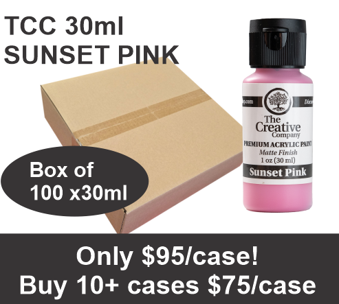 CLEARANCE - SUNSET PINK - TCC ACRYLIC PAINTS - 30ml - CASE of 100