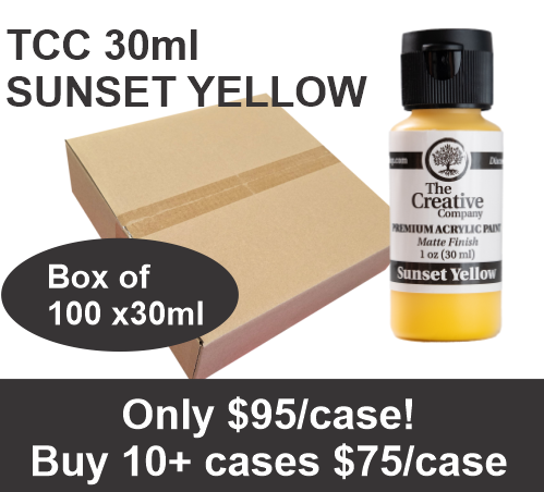 CLEARANCE - SUNSET YELLOW - TCC ACRYLIC PAINTS - 30ml - CASE of 100