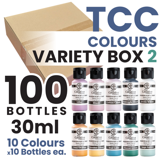 CLEARANCE - TCC COLOURS VARIETY BOX 2 - ACRYLIC PAINTS - 30ml - CASE of 100
