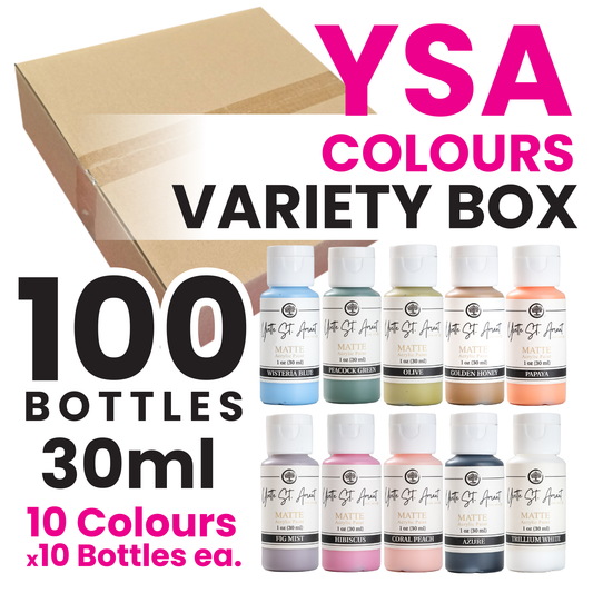 CLEARANCE - YSA COLOURS VARIETY BOX - ACRYLIC PAINTS - 30ml - CASE of 100
