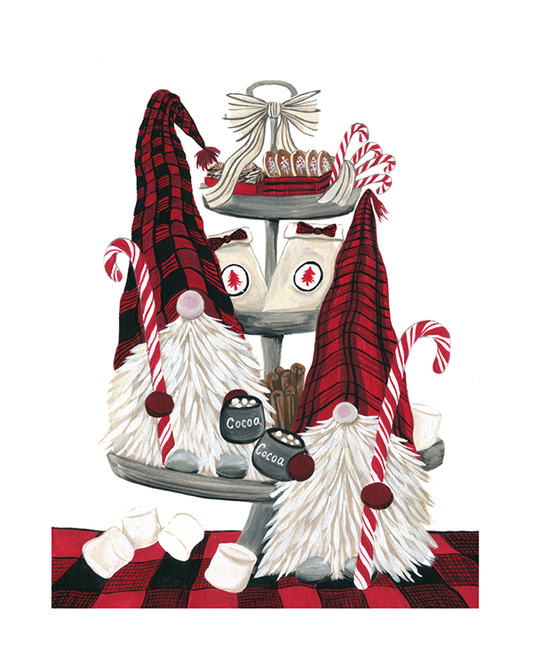Christmas Gnomes Cocoa Party I Print by Yvette St. Amant