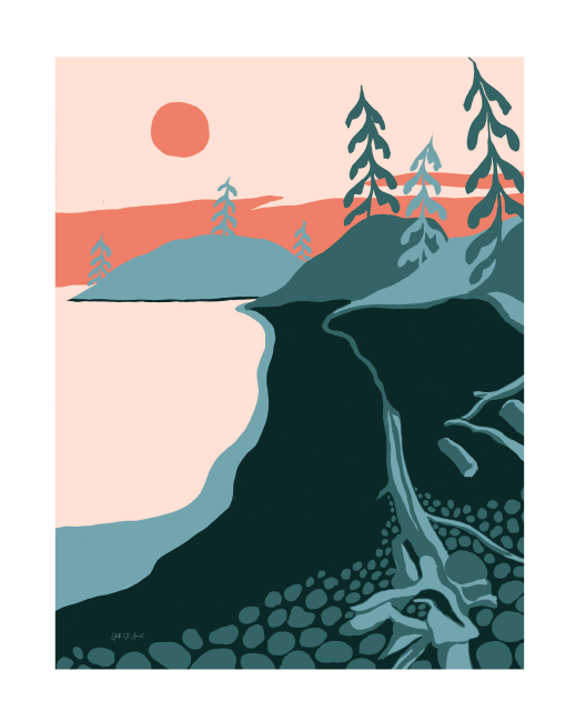 Pebble Beach (White Border) Print by Yvette St. Amant