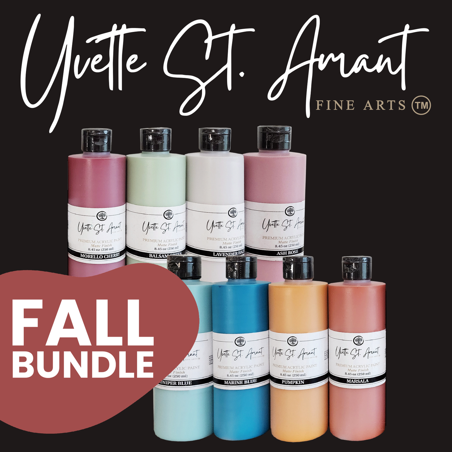 Yvette St. Amant 8 Pack 250ml FALL Premium Acrylic Paints Bundle