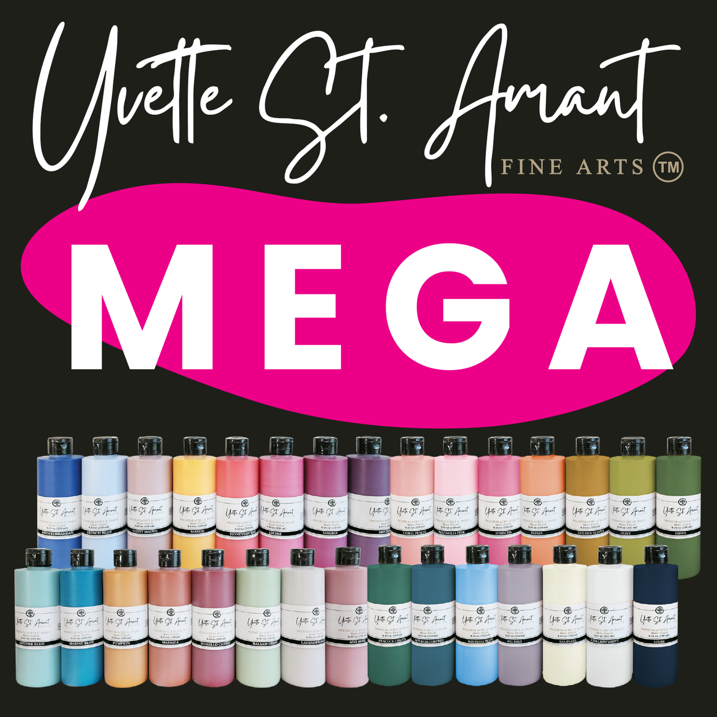 Yvette St. Amant 30 Pack 250ml MEGA Premium Acrylic Paints Bundle