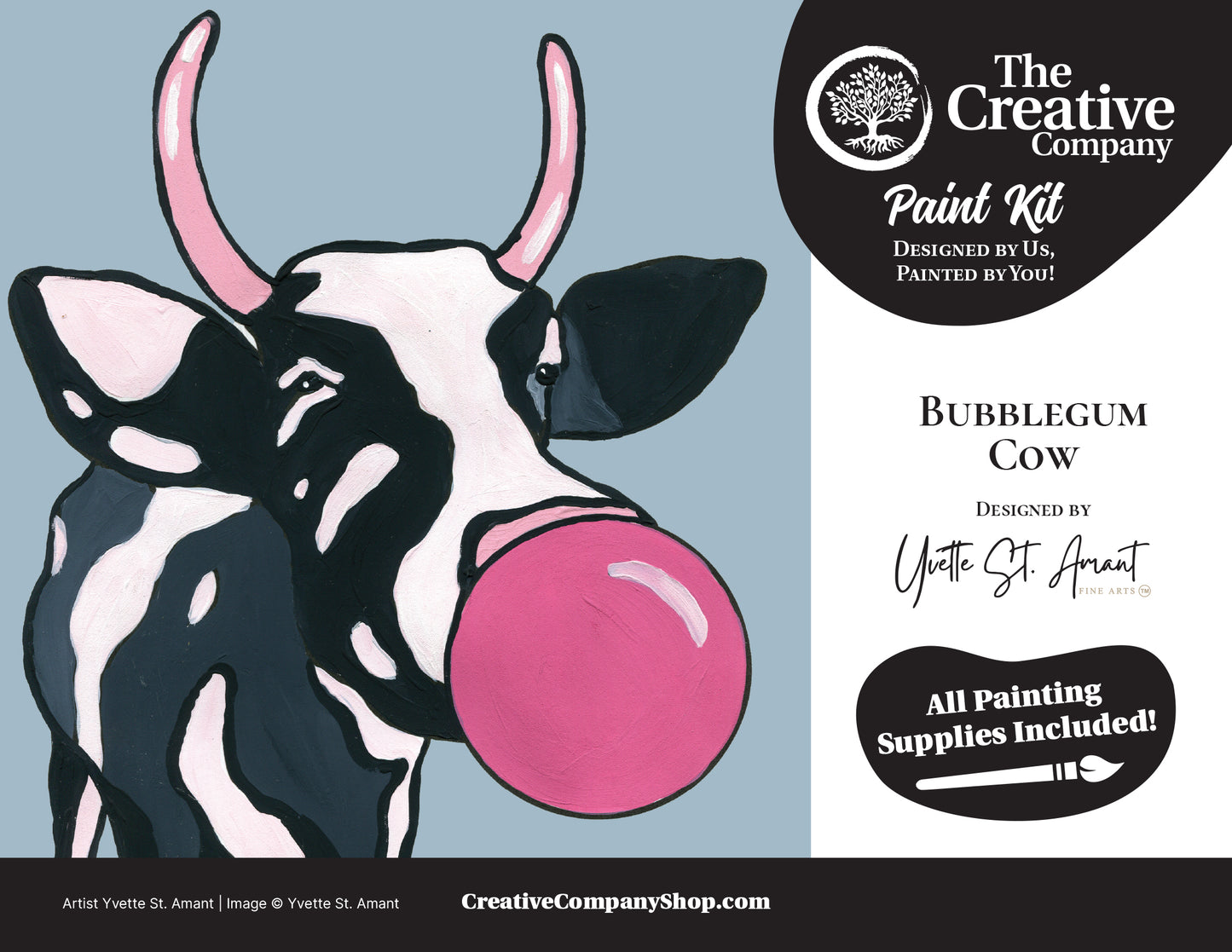 Bubblegum Cow by Yvette St. Amant - Paint kit