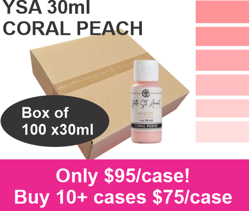 CLEARANCE - CORAL PEACH - YSA ACRYLIC PAINTS - 30ml - CASE of 100