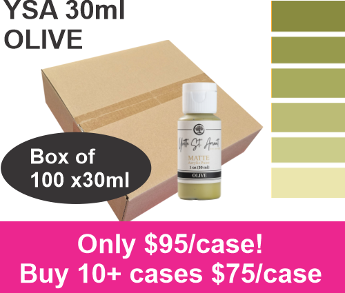 CLEARANCE - OLIVE - YSA ACRYLIC PAINTS - 30ml - CASE of 100