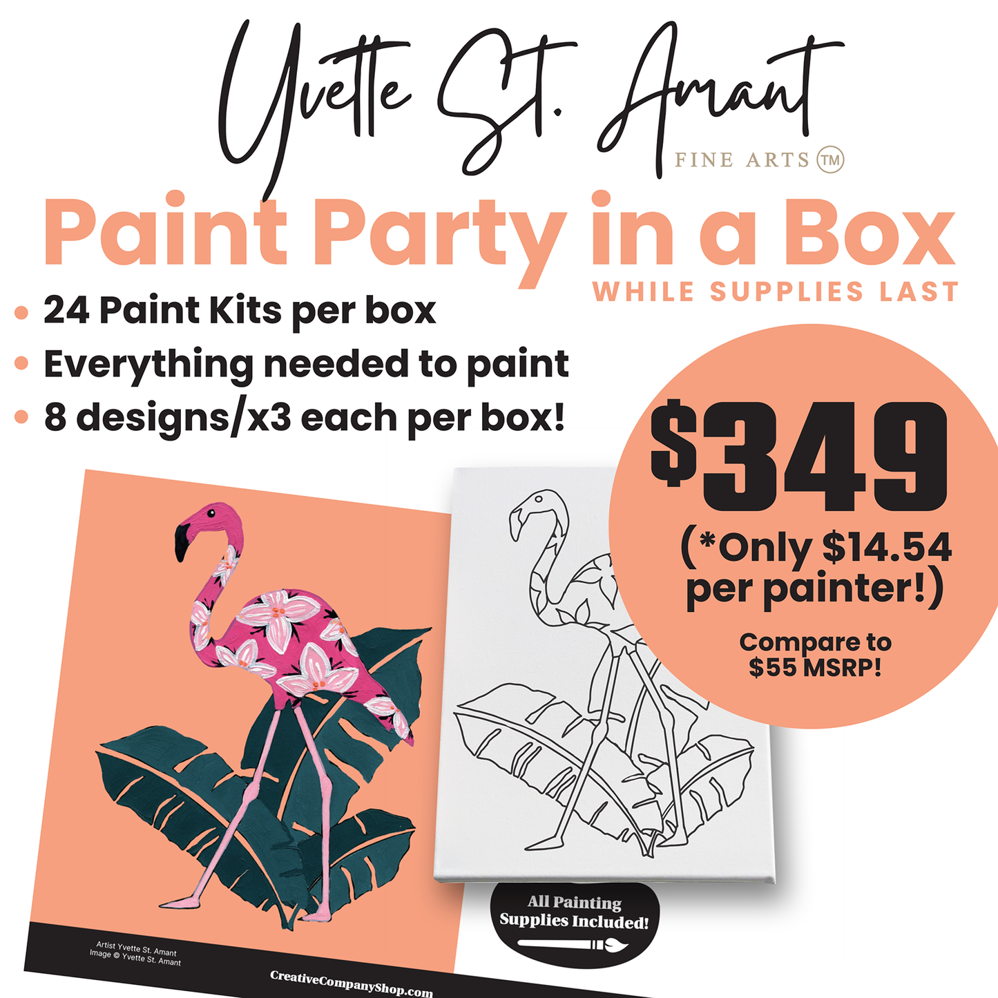 BOX of 24 - Yvette St. Amant Paint Party Box - Limited Supplies!
