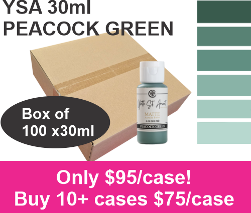 CLEARANCE - PEACOCK GREEN - YSA ACRYLIC PAINTS - 30ml - CASE of 100