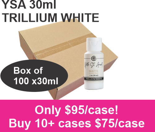 CLEARANCE - TRILLIUM WHITE - YSA ACRYLIC PAINTS - 30ml - CASE of 100