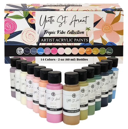 Yvette St. Amant Art Supplies - 60ml 14 Color TROPIC VIBE Boxed Paint Set